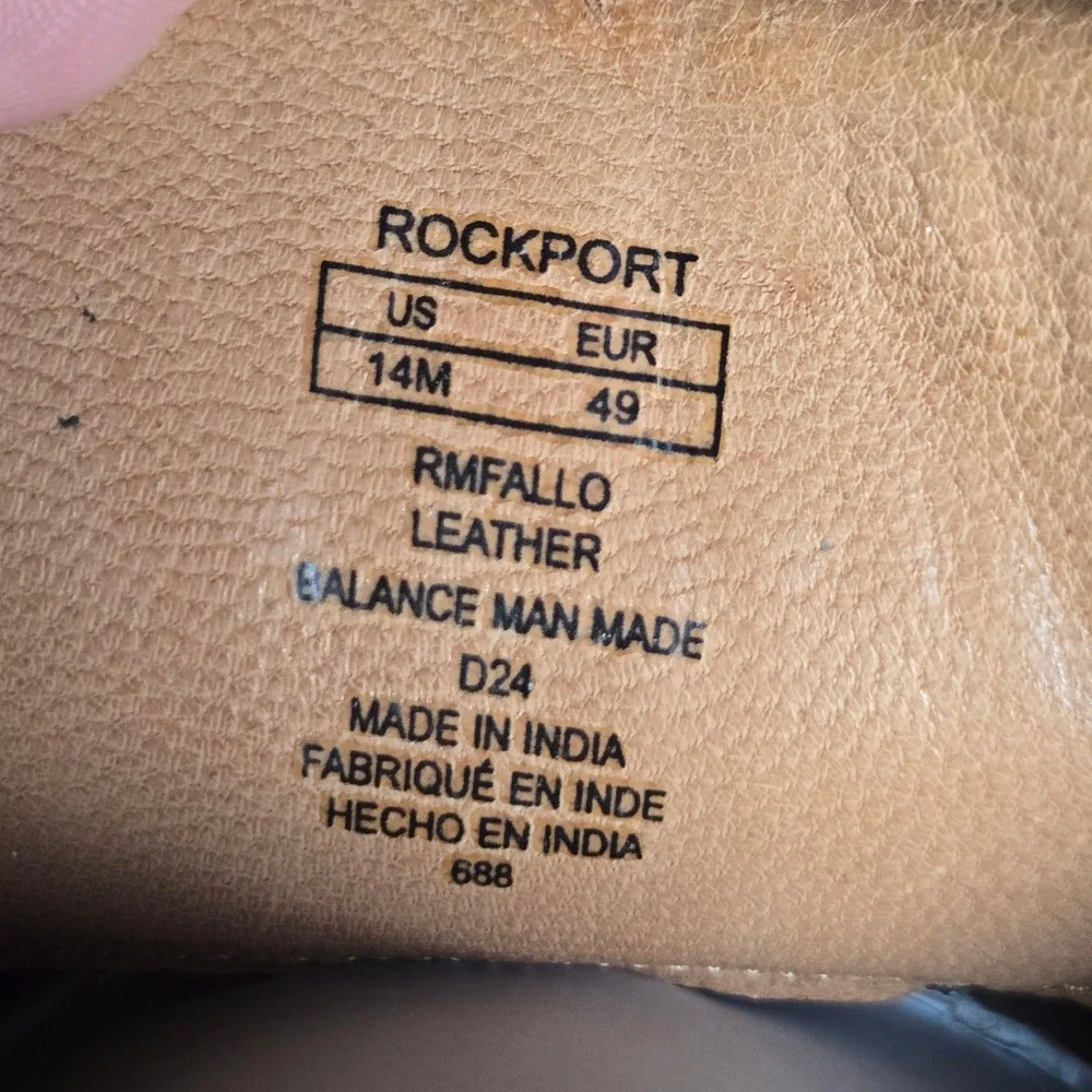 Rockport Mens TruTech Wingtip Oxford Tan Leather Dress Shoes 14M RMFALLO New
